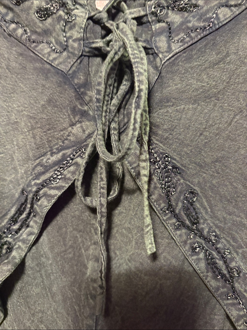 Women’s Green Tie-Front Harem Pants Hippie Whimsigoth Small/Medium 2-6/8 NWT New - Picture 7 of 10